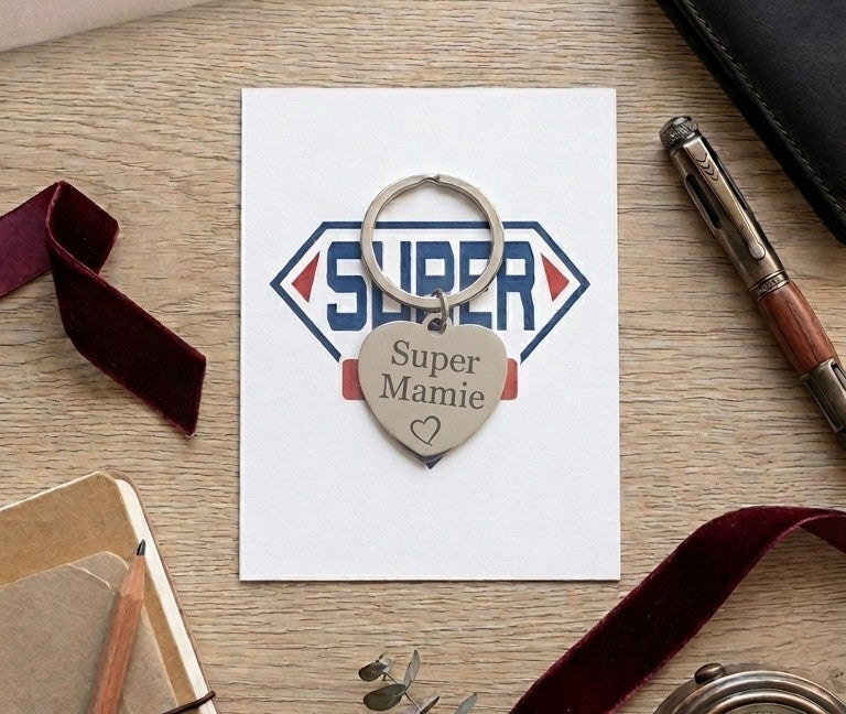 Porte clé "SUPER PAPA, MAMAN, MAMIE, PAPI"