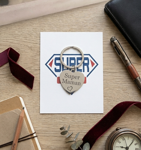 Porte clé "SUPER PAPA, MAMAN, MAMIE, PAPI"