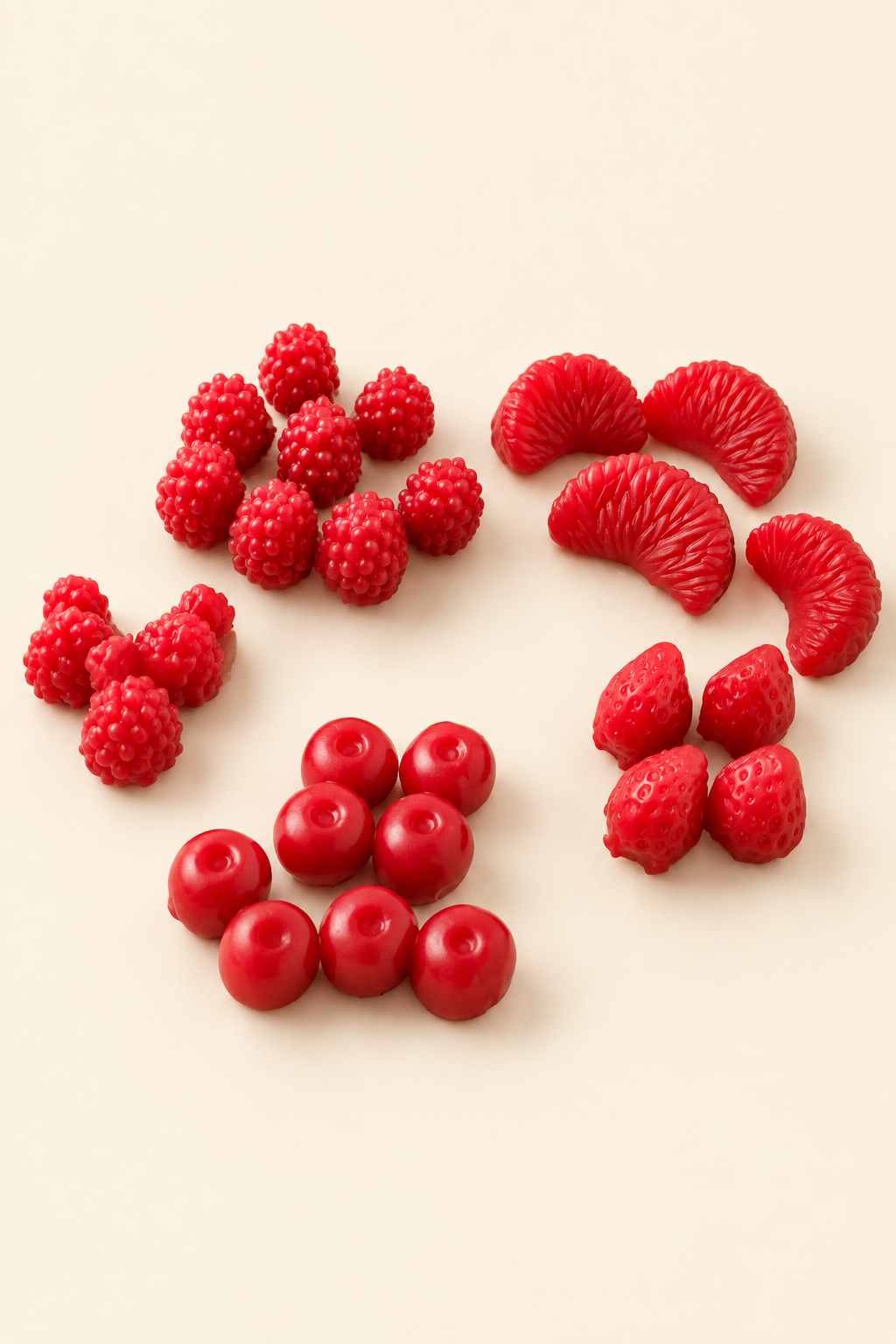 Fondants parfumés rouges en photo studio