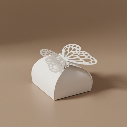 Boîte à dragées Papillon sur fond taupe