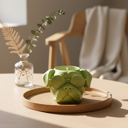 Bougie Bouledogue dans une ambiance déco chaleureuse