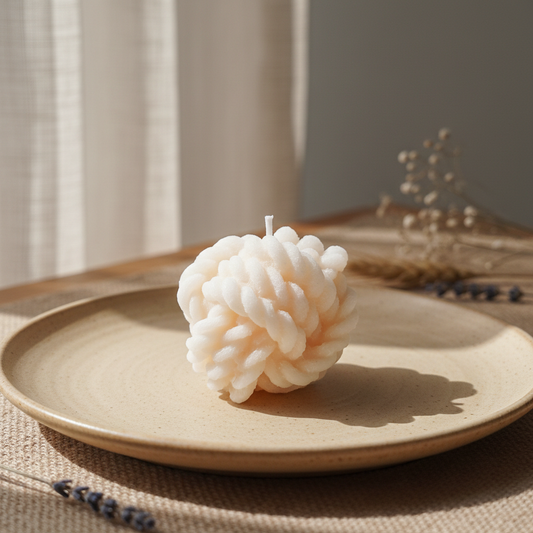 Bougie Nœud dans une ambiance décorative minimaliste